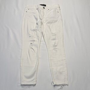 Express Cropped Legging Mid Rise White Jeans